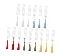 VILLCASE 30 Pièces Lot de Marque-pages Acryliques Clairs Rectangulaires avec Pompons Colorés Kit DIY pour Création de Marque-pages Suspendus Fournitures de Bricolage pour Organisation et