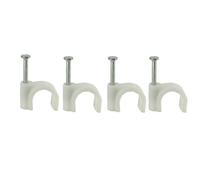 VILLCASE 300 Clips de Câble Ronds en Plastique Blanc, Élastiques et Anticorrosion, pour Fixer Câbles Électriques et Rj45 sur Brique ou Ciment