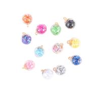 VILLCASE 34 pièces Mini Boules Verre Transparentes avec Sequins Étoiles Colorées Pendentifs DIY pour Bijoux Accessoires de Cheveux et Boucles Oreilles