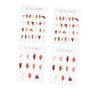 VILLCASE 4 Pièces Alphabet Asl Stickers Éducatifs Autocollants Muraux pour Garçon Fille Affiches Pédagogiques de Communication par Signes pour Apprentissage Précoce et Besoins Spéciaux