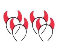 VILLCASE 4 Pièces Bandeau à Cornes de Diable en Tissu Rouge Finition Soignée, Accessoire Cheveux pour Photographie et Danse Lors de Fêtes Dhalloween