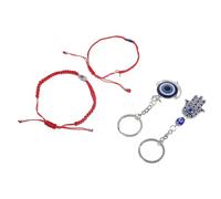 VILLCASE 4 Pièces Bracelet Œil Maléfique au Design Unique Accessoire Polyvalent en Alliage Cordon Tressé et Porte-clés pour Protection et Longévité