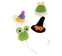 VILLCASE 4 Pièces Chapeau Tricoté Réglable en Fibre de Polyacrylique pour Hamster et Oiseaux, Confortable et Festif, pour Fêtes et Portraits de Famille