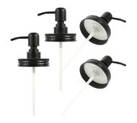 VILLCASE 4 Pièces Couvercle Distributeur de Savonnette pour Pot en Acier Inoxydable Noir, Pompe à Lotion Liquide Polyvalente, Adapté Cuisine et Salle de Bain