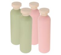 VILLCASE 4 Pièces Flacon de Voyage Vert 260ml en Pe, Flacon à Pompe Rechargeable et Étanche, pour Gel et Lotion Pendant Vos Séances de Sport ou Usage Quotidien