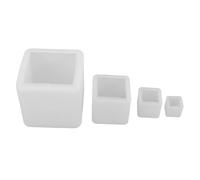 VILLCASE 4 Pièces Moules Silicone Carrés pour Résine Moules Cubes Résistants sans Ponçage pour Bougies Décoration DIY Fabrication Artisanale Blanc