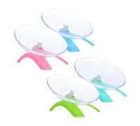 VILLCASE 4 Pièces Roue d'exercice silencieuse pour Hamster Plateau Compact Transparent Montage Facile et léger adapté aux Petits Animaux comme cobayes et Souris
