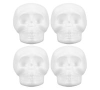 VILLCASE 4 Pièces Têtes de Crâne en Écume Blanche Faciles à Peindre et Modeler pour Décoration Halloween Créative et Activités DIY pour Garçon et Filles