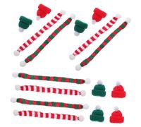 VILLCASE 48 Pièces Mini Santa Hats and Knit Christmas Scarves Set Small Wine Bottle Covers Doll Accessories Festive DIY Craft Decorations with Soft Yarn Reusable Holiday Ornaments