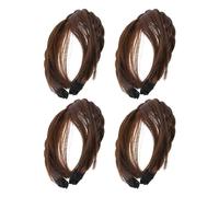 VILLCASE 4pièces Extensions de Cheveux avec Bandeau pour Femmes Postiche Synthétique Frange Tressée Extension de Frange Perruques Tressées Cheveux Tressés pour Filles
