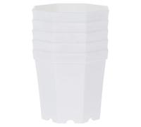 VILLCASE 5 pièces Lot de Pots à Fleurs Octogonaux Plastique Épais pour Succulentes et Plantes Intérieur Léger et Décoration Simple pour Bureau Balcon et Maison Couleur Blanc Lune