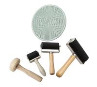 VILLCASE 5 Pièces Set de Outils de Gravure pour Impression avec Caoutchouc et Bois Baren de Linogravure pour Création Artistique Diy Accessoires de Polyvalents pour Artistes Débutants et