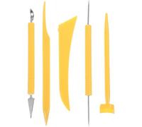 VILLCASE 5pièces Kit Outils de Poterie Plastique et Acier Inoxydable pour Sculpture Argile Polymère Découpe Modelage et Lissage Ergonomique et Adapté Débutants et Professionnels