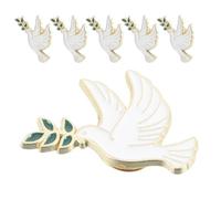 VILLCASE 6 Pièces Badge Oiseau de Paix en Alliage de Zinc Blanc, Accessoire Décoratif et Portable pour Manteaux et Paquets, Design Élégant avec Rameau D'olivier, pour Femmes