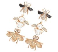 VILLCASE 6 Pièces Boucles de Chaussures Amovibles en Métal Abeille avec Cristaux et Perles, Clips Décoratifs Élégants pour Accessoires Diy, pour Changement de Saison et Tendances