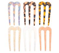 VILLCASE 6 Pièces Épingle à Cheveux Acétate à Trois Dents Forme de U pour Fixation Chignon Accessoire Coiffure Pratique et Élégant Couleurs