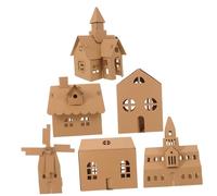 VILLCASE 6 Pièces Kit Maison Carton à Assembler et Peindre Éducatif DIY pour Garçon Fille Promoteur Apprentissage Architectural et Jeu Créatif Familial Maison Miniature pour Activités
