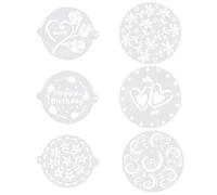 VILLCASE 6 Pièces Pochoirs Créatifs pour Décoration de Gâteaux en Plastique Blanc, Faciles à Utiliser Design Soigné pour Cake Decorating et Art du Café Plusieurs styles