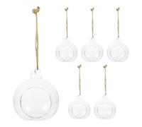 VILLCASE 6 pièces Vase Suspendu Verre Transparent Boule Hydroponique pour Plantes DIY Décoration Maison et Bougeoir
