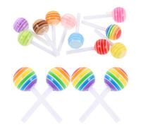 VILLCASE 60 Breloques pour Ongles Sucette en Résine Colorée 6X13 MM Mini Bonbons 3D pour Nail Art Décoration D’Ongles Fantaisie pour Manucure DIY et Salons Professionnels
