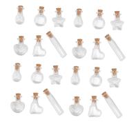 VILLCASE 60 pièces Bouteilles en Verre Transparentes avec Bouchons en liège pour DIY flacons en Verre clairs et Petits Pots décoratifs de Formes variées pour travaux manuels et Cadeaux