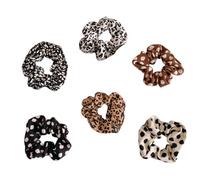 VILLCASE 6pcs Anneaux à Cheveux Imprimé Léopard en Tissu, Élastiques Décoratifs Faciles à Assortir pour Femmes et Filles, Accessoires Coiffure pour Vie Quotidienne et Mariage