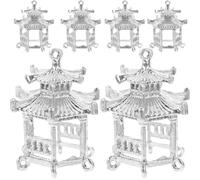 VILLCASE 6pcs Pendentifs en Alliage Argenté de Pavillon Creux, Légers Fabrication de Bijoux Diy, Accessoires Vintage pour Bracelet et Collier