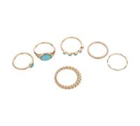 VILLCASE 6pièces Lot De Bagues Turquoise Pour Femmes Style Vintage Empilable Bagues De Doigt Western Bohèmes Superposées Bijoux De Style Sud-ouest Américain