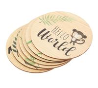 VILLCASE 7 Pièces Présent Rentrée Cartes de Croissance en Bois Rondes pour Bébé, Accessoires Photo Délicats et Fiches de Croissance Du-né pour Souvenirs Uniques