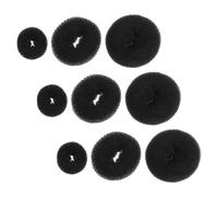 VILLCASE 9 Pièces Kit pour Chignon Donut Nylon Noir Taille L Moyenne et Petite Accessoire Discret et Confortable pour Femmes Création Rapide de Coiffures Chignon Élégantes