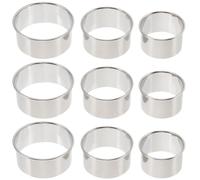 VILLCASE 9 Pièces Moules à Raviolis en Acier Inoxydable Argenté, Coupe-pâte Rond Ergonomique, Accessoire Cuisine Pratique pour Pâte à Raviolis et Biscuits