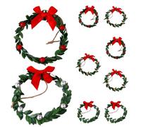 VILLCASE 9 Pièces Petites Couronnes de Noël Mini Suspendues avec Ruban, | PVC Plastique Réutilisable, Motifs Baies Rouges et Fleurs, pour Murs, Sapins, Plafonds et Centres