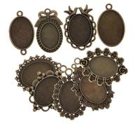 VILLCASE 9pièces Plateaux De Base Pour Pendentifs Alliage Supports Pour Cabochons Ronds Accessoires Diy Pour Fabrication De Bijoux Vintage