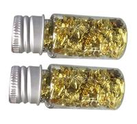 VILLCASE Autocollants Nail Art Paillettes Alimentaires Dorées, Lot 2 Flacons, Petits Flocons Métalliques, Décoration Ongles et Gâteaux, Usage Manucure et Pâtisserie Fêtes