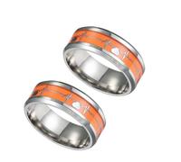 VILLCASE Bague D'humeur Lumineuse Unisexe en Acier Inoxydable, Bague Électrocardiogramme Orange Taille 10, Bijou Couple pour Fêtes et Mariages
