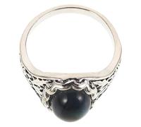 VILLCASE Bague Femme Thermosensible à Changement de Couleur Taille 8 Alliage Pierre D’Humeur Ronde Vintage Anneau D’Émotion pour Fiançailles et Usage Quotidien