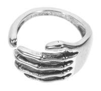 VILLCASE Bague Main Squelette Gothique Ajustable en Alliage Argenté | Style Punk Élégant, Ouverture Réglable, pour Concerts et Performances, S’adapte à Plupart des Doigts