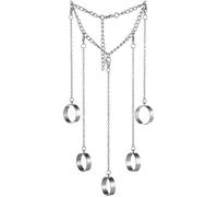 VILLCASE Bague Manchette à Chaîne Style Punk Bague Ouverte Réglable pour Plusieurs Doigts en Alliage Argenté Bijou Léger pour Soirées et Fêtes