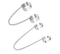 VILLCASE Bague Manchette Ouverte à Maillons en Alliage Argenté Bague Punk Unisexe Ajustable Accessoire Mode pour Fêtes et Concerts