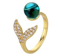 VILLCASE Bague Ouverte Forme Sirène Ajustable Pour Femme Bijou Avec Cristaux Élégant Et Pratique
