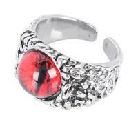 VILLCASE Bague Ouverte Réglable Unisexe en Fer Rouge Œil Maléfique Décoratif, Style Vintage Simple pour Mariage ou Retour Maison