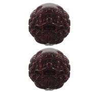 VILLCASE Balles de Massage en Bois Massif Sculptées Tête de Lionceau 4 Cm, Paire de Boules Chinoises pour Mains Seniors, Masseur de Mains Portable pour Thérapie, Renforcement et