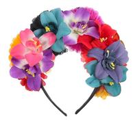 VILLCASE Bandeau de Fleurs Mexicaines et Accessoires de Rave pour Femmes, Couronne de Fleurs Festive, Taille Unique, Adapté Jour des Morts et Soirées à Thème