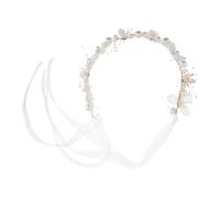 VILLCASE Bandeau Floral pour Garçon et Filles avec Couronne de Fleurs Blanches en Alliage de Zinc et Ruban, Serrage-tête Élégant et Confortable pour Mariages et Fêtes