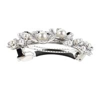 VILLCASE Barrette à Cheveux Vintage Grosse Taille en Alliage Métal Perles Blanches et Strass Floraux Pince Élégante pour Coiffures Mi-Attachées Accessoires Mariage et Usage Quotidien