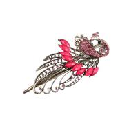VILLCASE Barrette à Cheveux Vintage Peacock en Alliage Orné de Strass Pince Couleur Rose Accessoire Délicat pour Femmes et Jeunes Filles pour Fêtes et Voyages