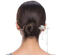 VILLCASE Bâtonnet à Cheveux Rétro en Alliage Métallique Pompon et Fleurs Épingle à Chignon Légère pour Femmes Décoration Élégante Adaptée aux Mariages et Sorties Spéciales