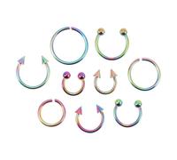 VILLCASE Bijoux de Piercing Nez et Oreille Ensemble de 9 Pièces en Acier Inoxydable Anneaux Faciles à Mettre, Style Classique Polyvalent pour Femmes