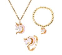 VILLCASE Bijoux Licorne Bracelet Élastique et Collier en Alliage Doré pour Femme Soirée et Bal de Promo