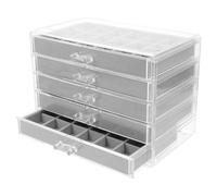 VILLCASE Boîte à Collectionner les Pierres en Acrylique Transparent Présentoir à Pierres 90 Compartiments Modulables Rangement pour Collection de Cristaux Étagère 5 Couches Grise